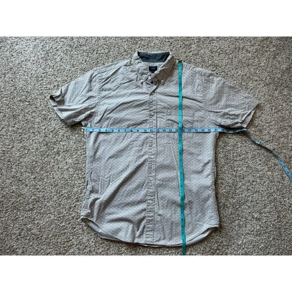 J.Crew collared button-down shirt, Tan & white design, 100% cotton, size Medium
